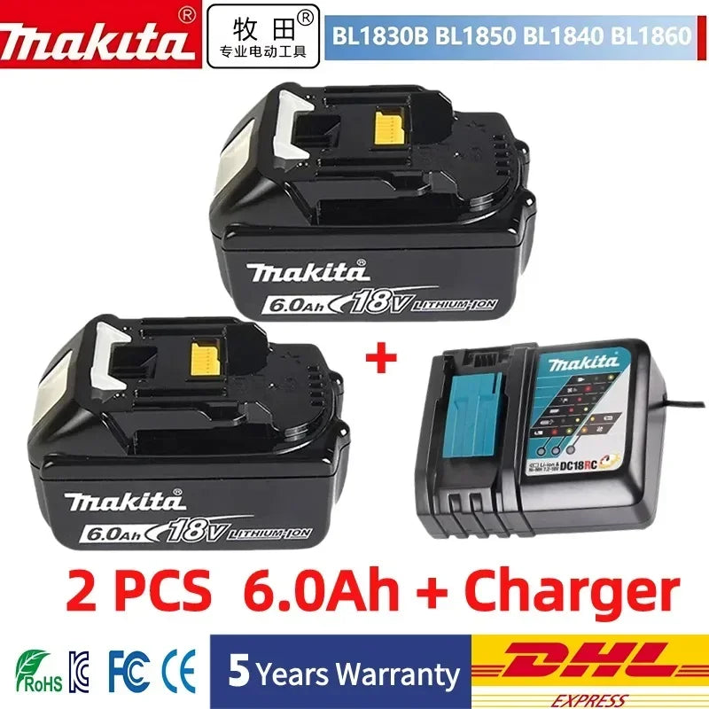 Original Makita 6Ah/5Ah//3Ah for Makita 18V Battery BL1830B BL1850B BL1850 BL1840 BL1860 BL1815 Replacement Lithium Battery