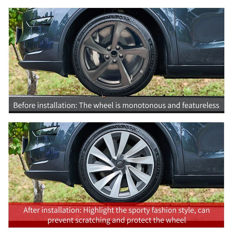 4PCS For New Tesla Model Y Juniper 2025 19 Inch Wheel Cover Performance Replacement Wheel Hub Cap Full Rim Cover Accessories