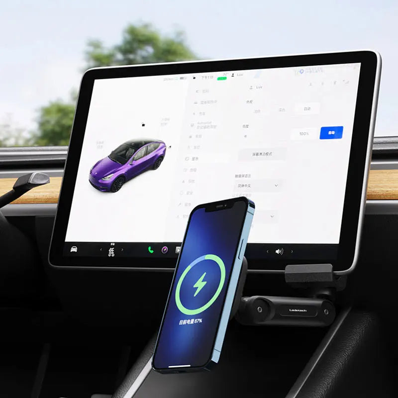 Mobile Phone Holder Extension Arm For Tesla Model 3 2017-2022 Y 2020-2023 Wireless 15W Car Magnetic Wireless Charger