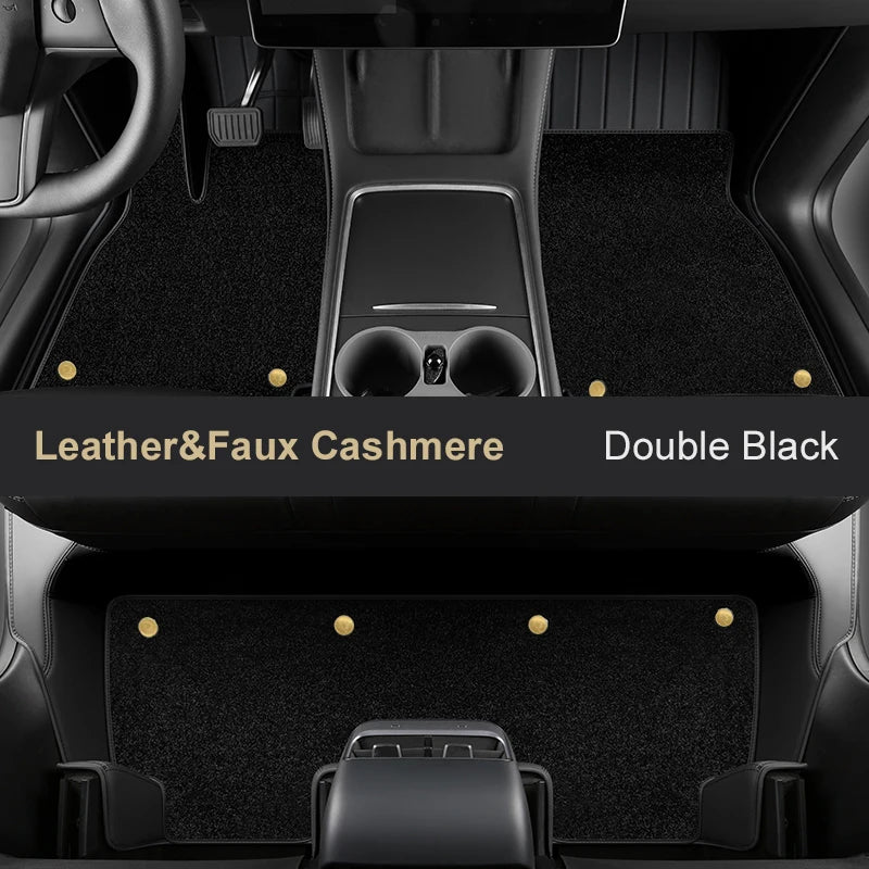 Tesla Model Y Custom Fit Car Accessories Floor Mat Interior Cowhide for Tesla Model Y Double Layers for Front and Rear Seat