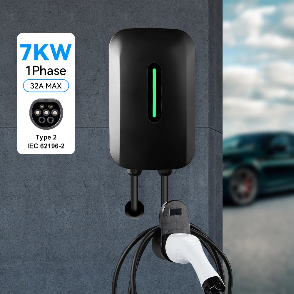 ADPOW 32A Type2 EV Charging Station 7KW 5M Cable Wallbox Charger EV Charging Accessories Current Adjustable is Not Supported