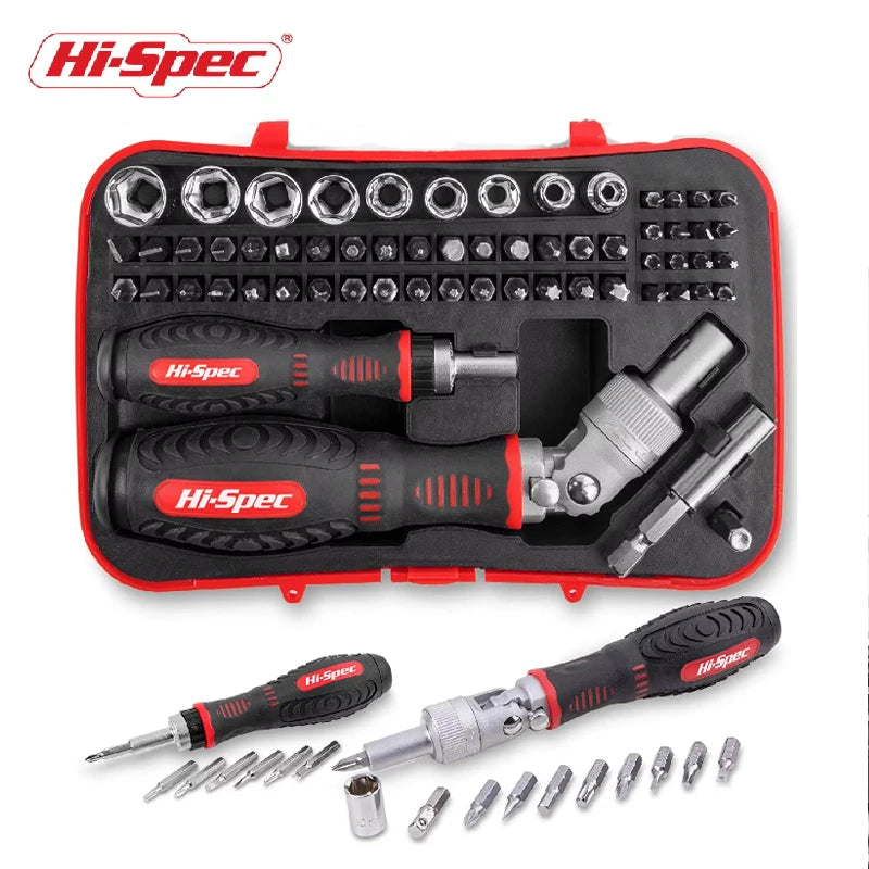 Hi-Spec Ratchet Handles Screwdriver Set Household Combination Toolbox Hardware Magnetic Screw Driver Kit Bit Torx Screwdriver