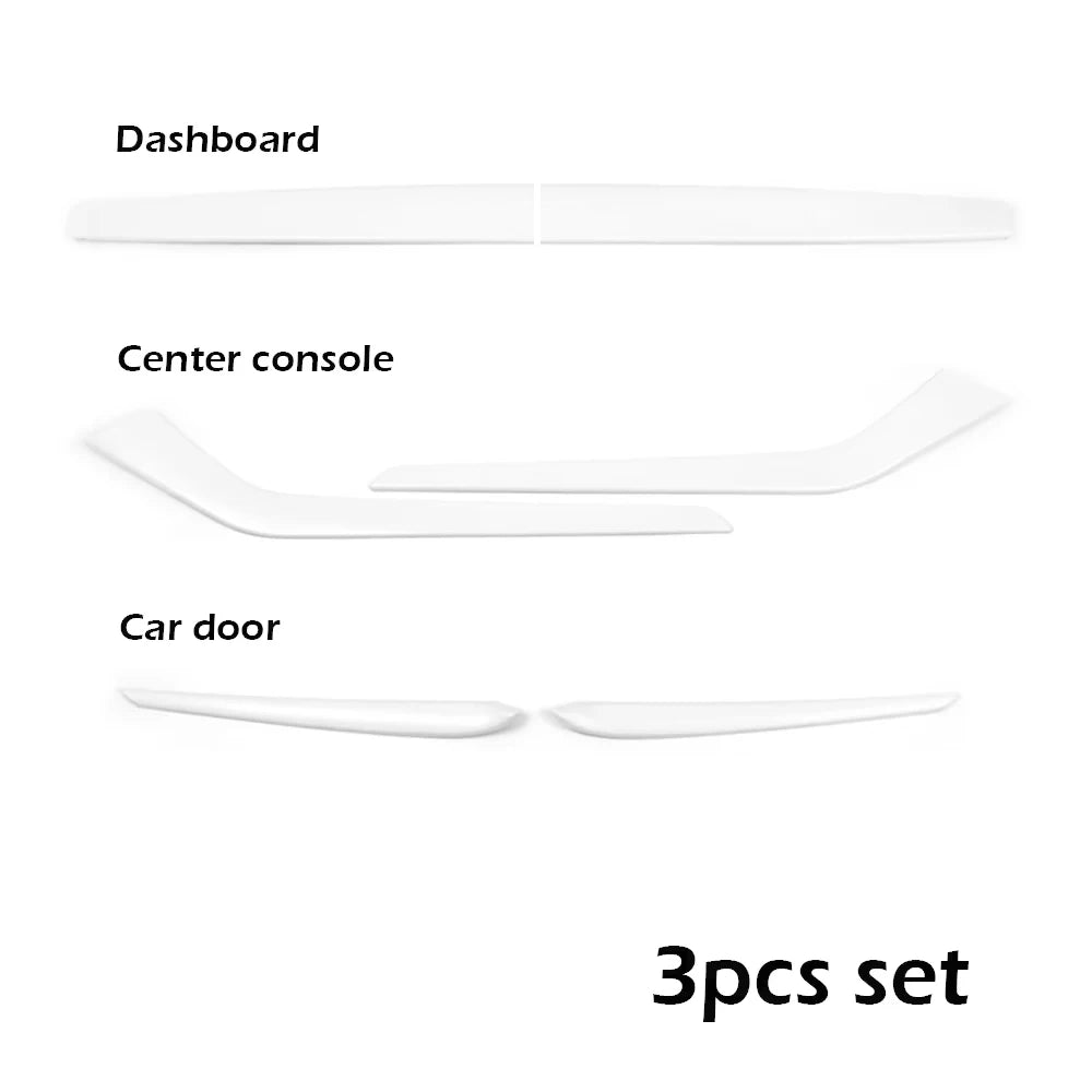 ABS White Center Console Wrap Cover Kit Dashboard Armrest Cover Door Side Trim Interior Suit for Tesla Model Y 3 Accessories