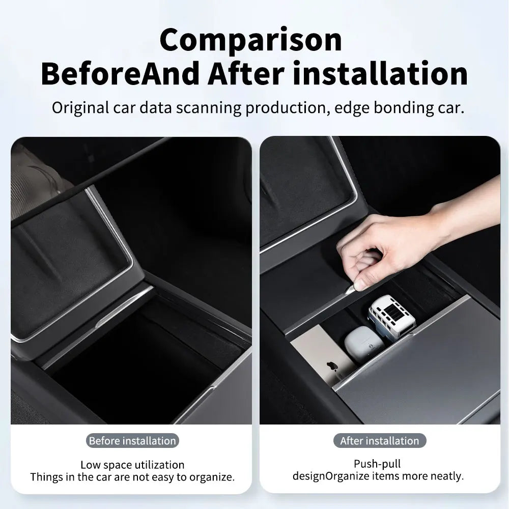 YZ For Tesla Model 3 Y  Highland Juniper 2021-2025 Storage Box Center Armrest Hidden Box Cup Holder Organizer Car Accessories