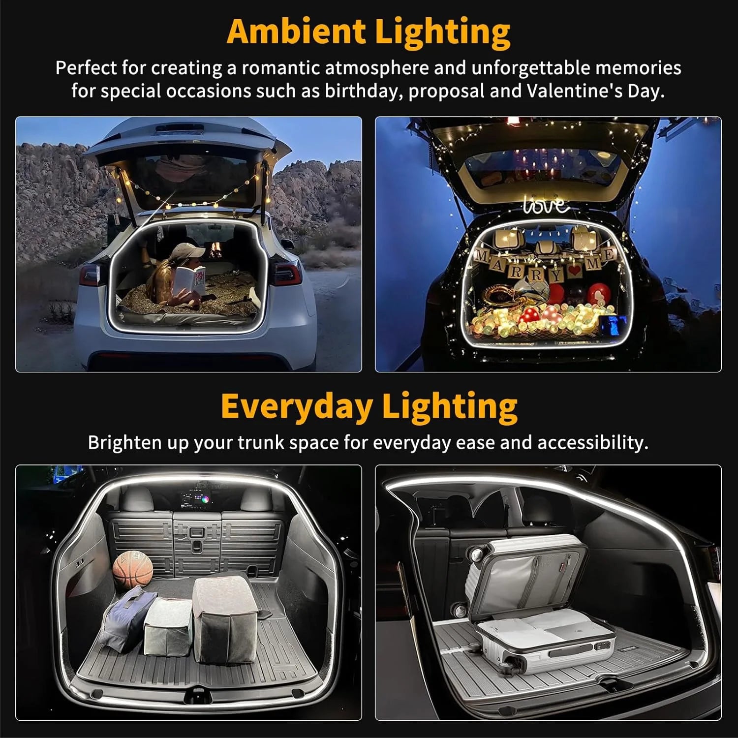 Tesla Model3/Y Car Trunk LED Light Strip - Dual Colour Option - kingpowerauto