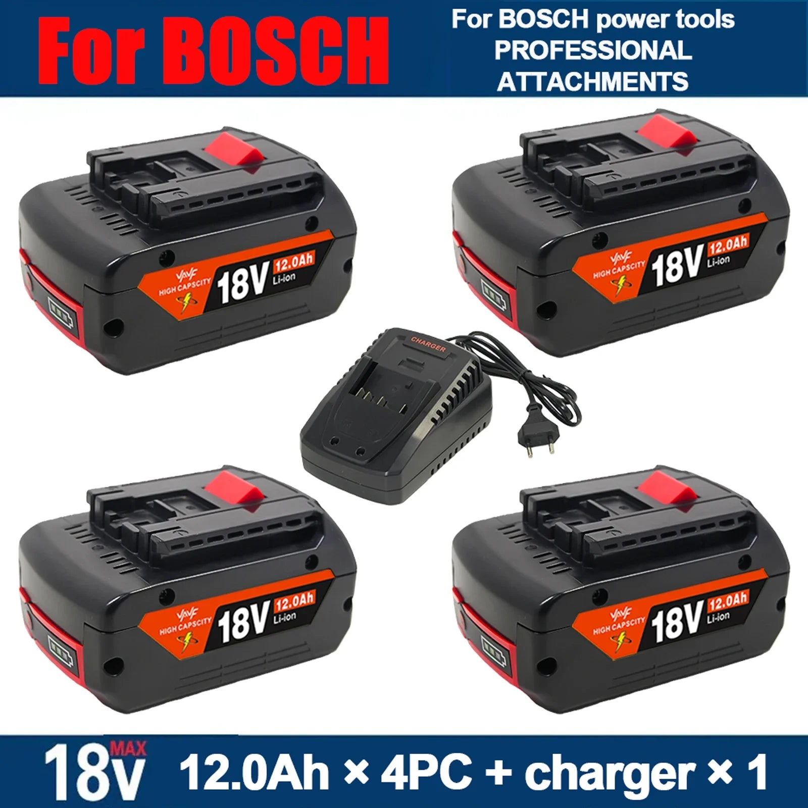 For Bosch 18V Professional System Power Tools BAT609 BAT618  GBA18V80 ProCORE 18V 12.0Ah Replacement Battery, 18650 Li-Ion🌭