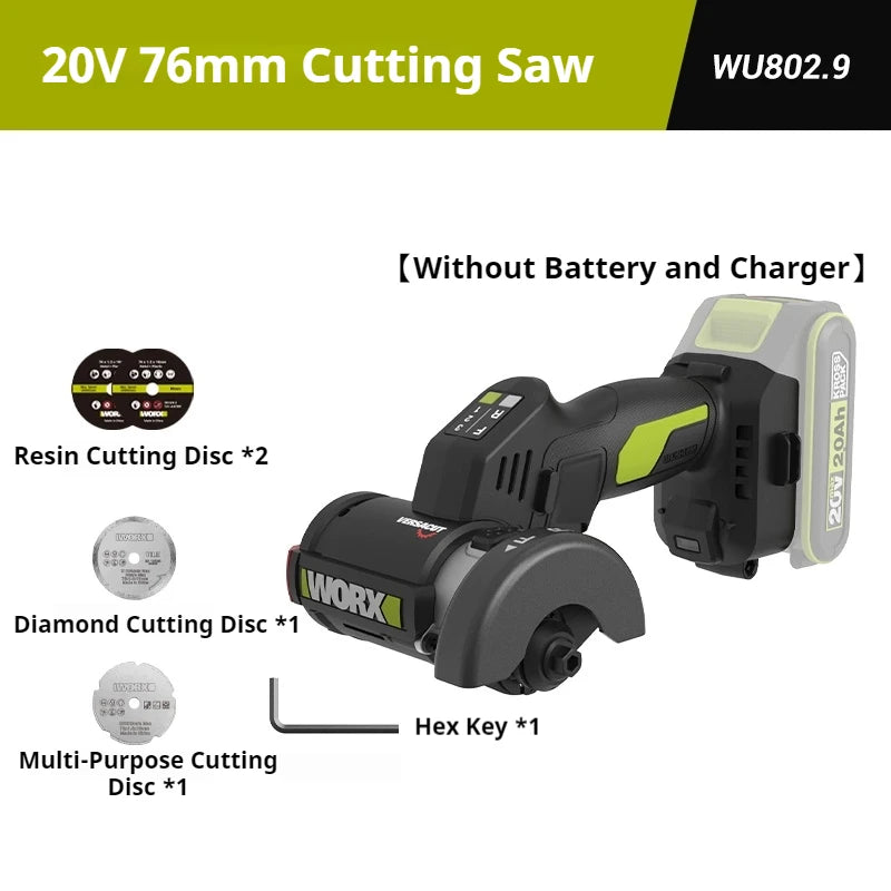 WORX WU802 20V 76mm Brushless Compact Multi Cutter and Mini Angle Grinder for Diverse Cutting and Grinding Tasks