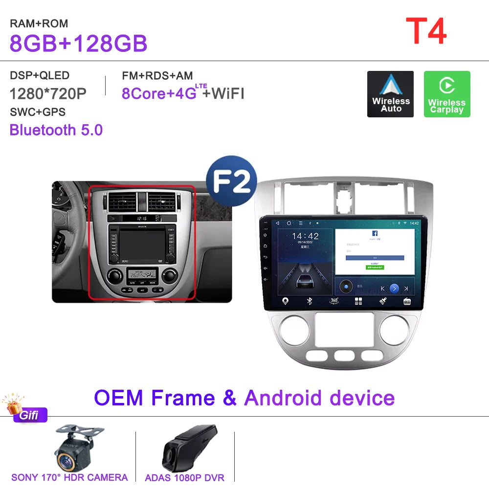 Android 15 For Chevrolet Optra Daewoo Nubiraa Suzuki Forenza Lacetti J200 For Buick Excelle Hrv Car Radio Navigation Screen GPS