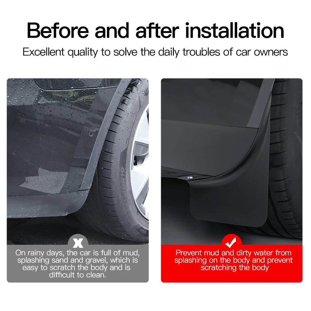 YZ For Tesla Model 3 Y Highland Juniper 2021-2025 Front and Rear Dedicated TPE Mudguard Car Accessories