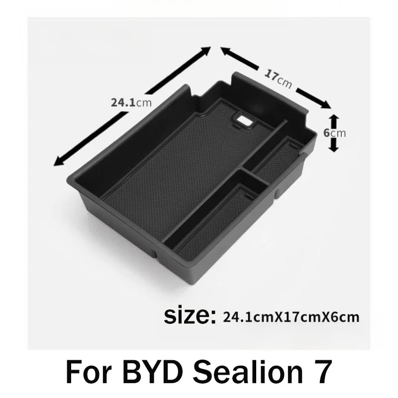 For BYD Sealion 7 07 EV 2024~2026 2025 Car Central Console Armrest Storage Box Water Coasters Pad Interior Decorate Accessories