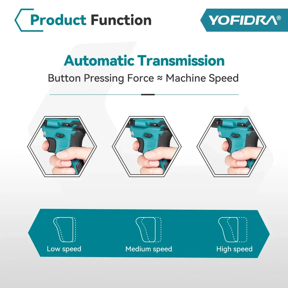 Yofidra Brushless 1000N.M Electric Impact Wrench 3Funtion 1/2inch Cordless Screwdriver Electric Drill For Makita 18V Battery Pin