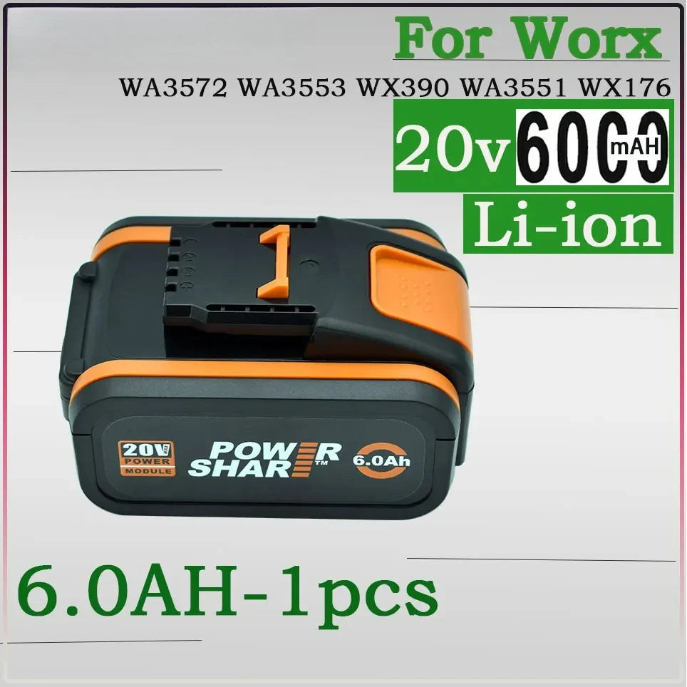 8.0Ah Lithium-ion Battery For WORX 20V high-capacity  WA3551 WA3551.1 WA3553 WA3641 WX373 WX390 Rechargeable Battery Tool