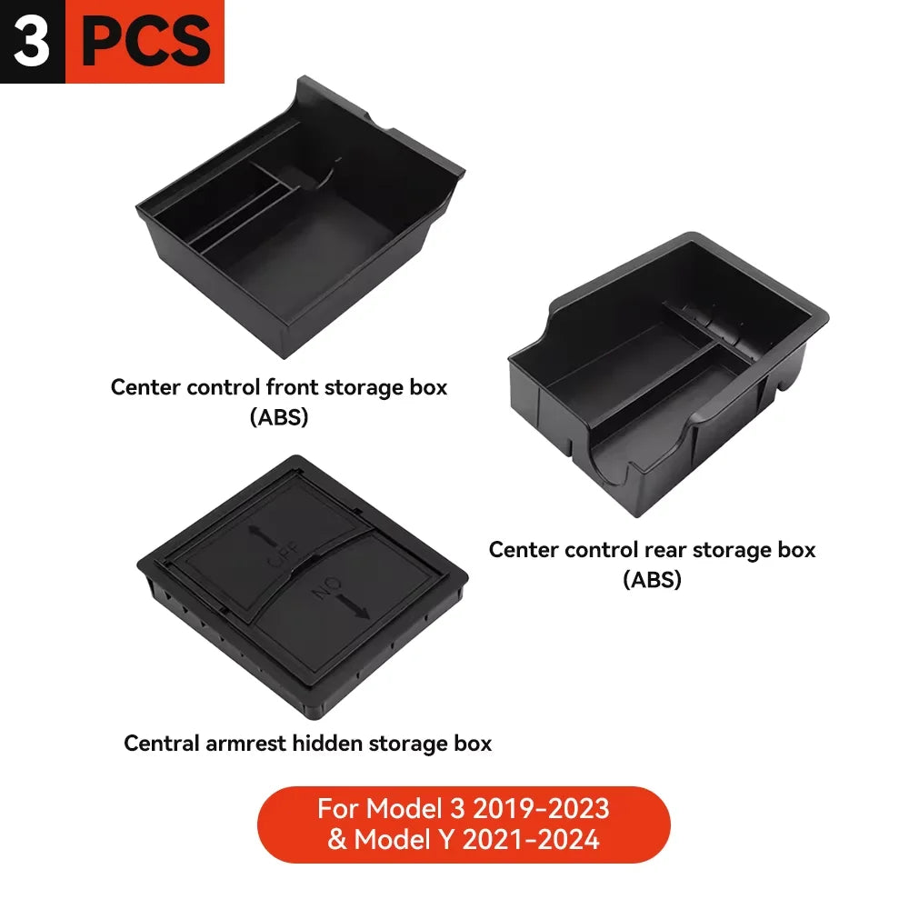 YZ For Tesla Model 3 Y  Highland Juniper 2021-2025 Storage Box Center Armrest Hidden Box Cup Holder Organizer Car Accessories