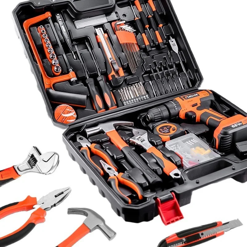 Multi-Purpose Home Tool Kit Electric Drill Car Repair Hardware Full Set Combination Tool Box for Household Maintenance