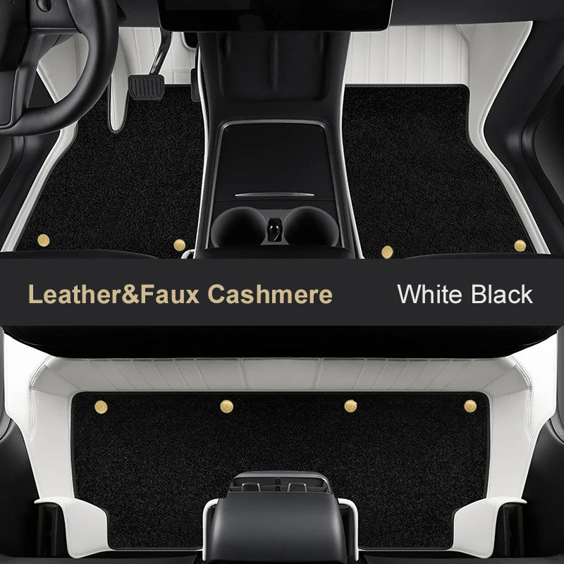 Tesla Model Y Custom Fit Car Accessories Floor Mat Interior Cowhide for Tesla Model Y Double Layers for Front and Rear Seat