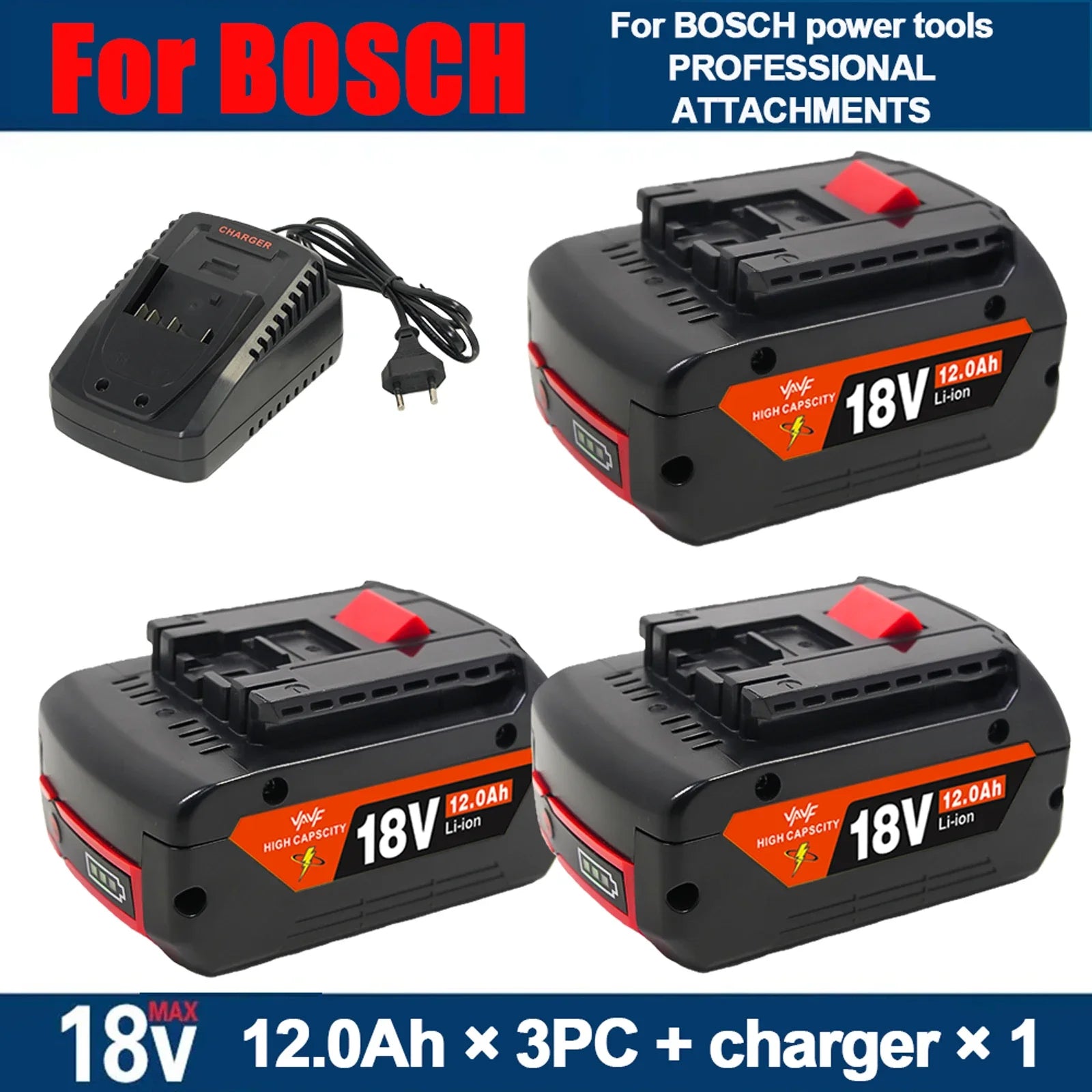For Bosch 18V Professional System Power Tools BAT609 BAT618  GBA18V80 ProCORE 18V 12.0Ah Replacement Battery, 18650 Li-Ion🌭