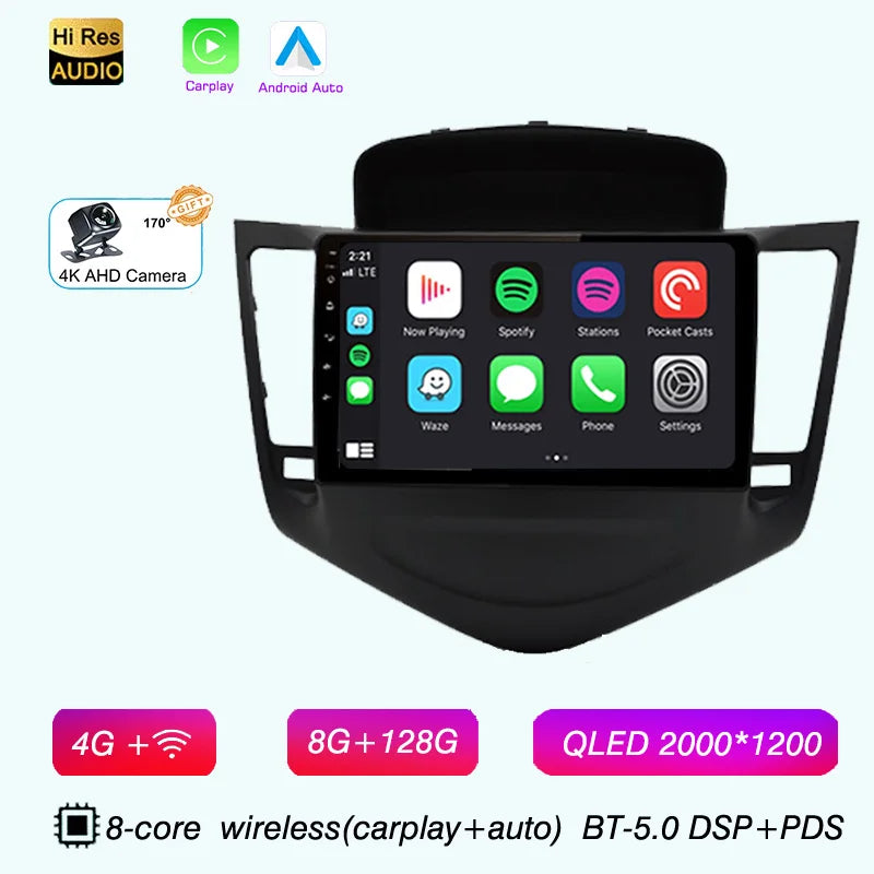 2K QLED 8core Android 15 For Chevrolet Cruze 2008 2009-2014 Car Radio GPS Carplay Auto Multimedia Head Unit DSP Stereo 2 Din