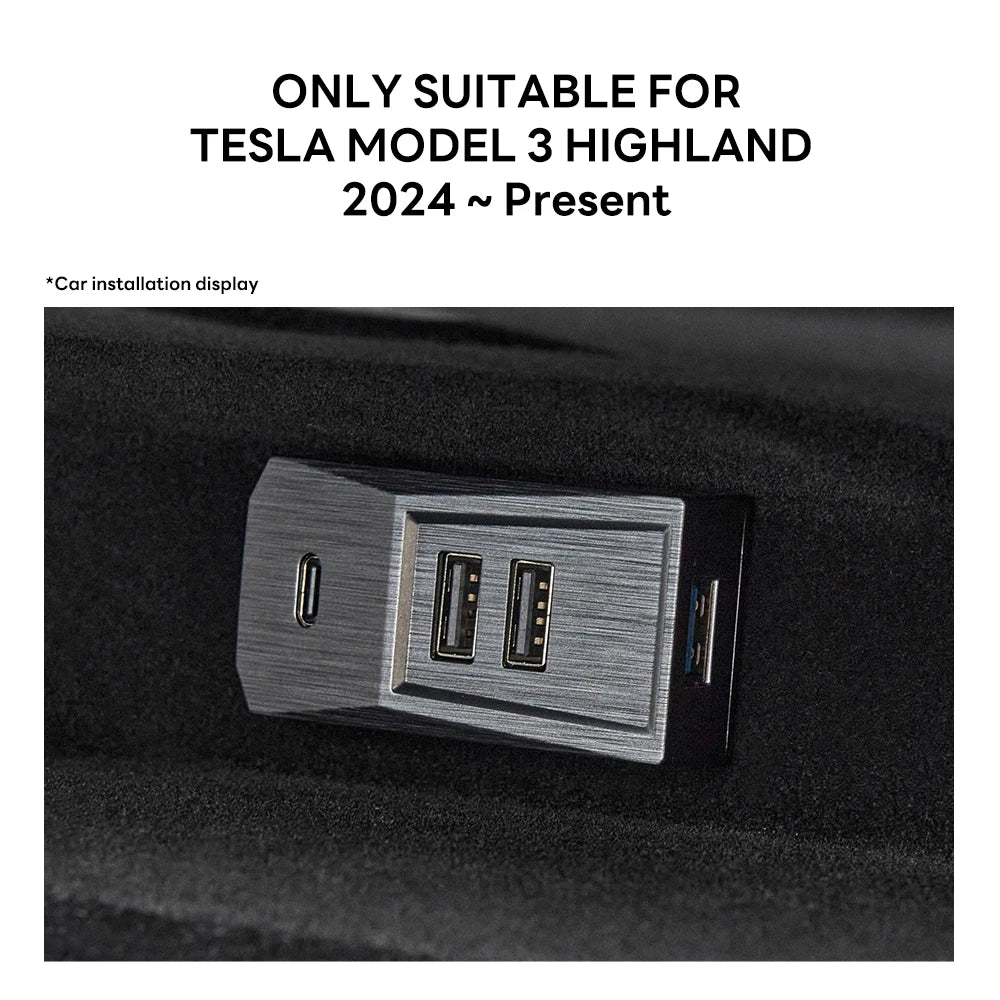 Glovebox USB Hub For Tesla New Model Y Launch Juniper 2025 Model 3 Highland 2024 Type-C Port Digital Display Splitter Docking