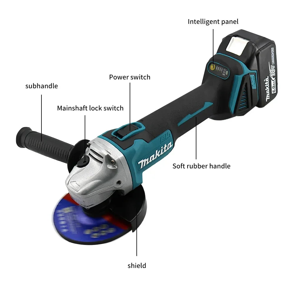 New Makita DGA404 125mm Brushless Lithium Electric Angle Grinder 18V Rechargeable Cutting Machine High Power Machine Power Tool
