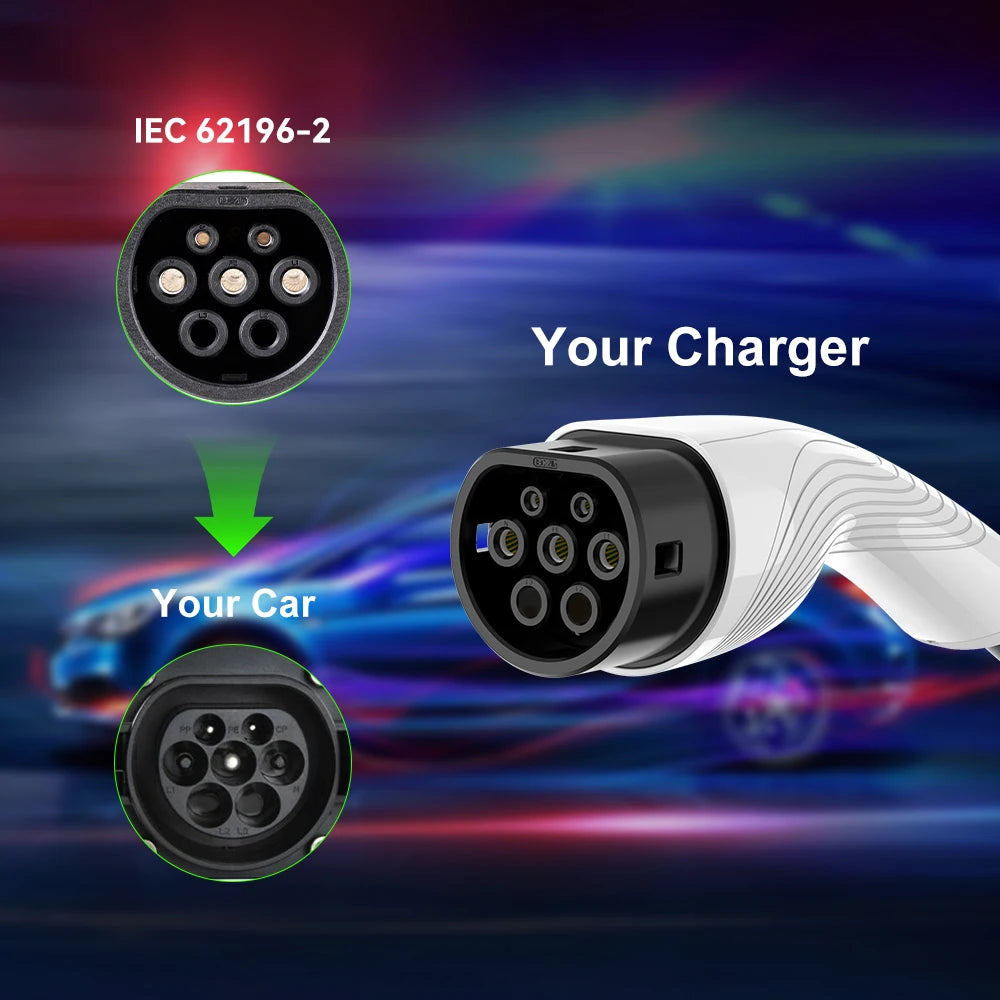 16A Type2 EV Chargers 1Phase 3.5KW Touchscreen Button Control Box GB/T Type1 J1772 Socket 5M Cable EV Charging Accessories