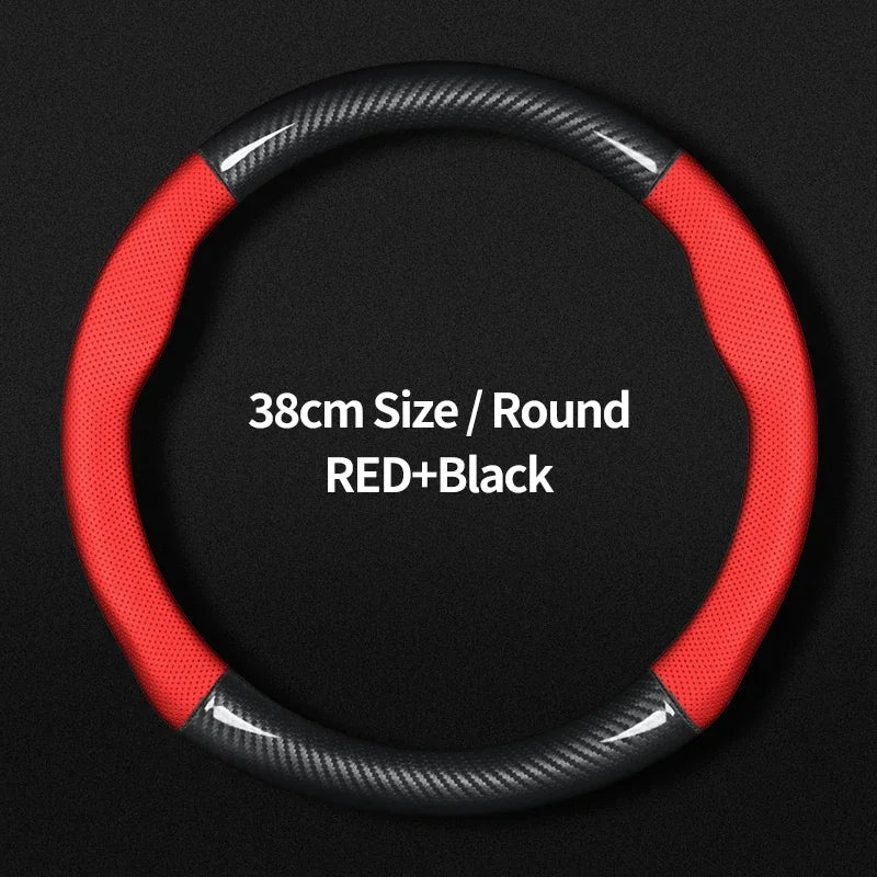 No Smell Thin For Tesla Steering Wheel Cover Genuine Leather Carbon Fiber Fit Model 3 S Y X Roadster