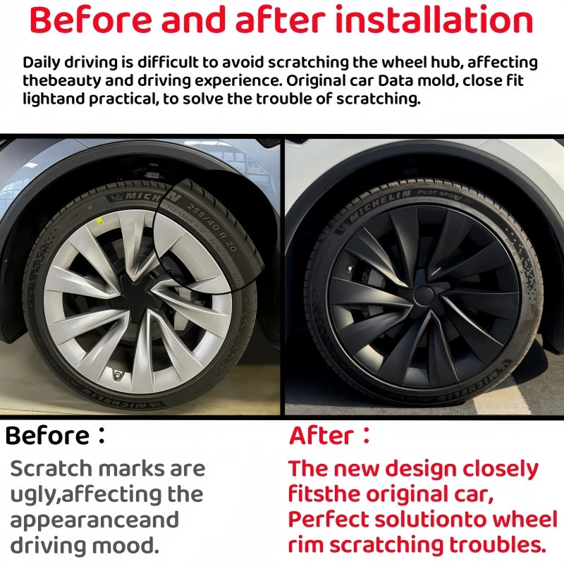 4PCS 20 Inch Wheel Cap For Tesla Model Y Juniper 2025 Automobile Performance Replacement Wheel Hubcap Full Rim Cover Accessories