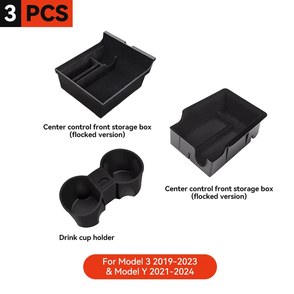 YZ For Tesla Model 3 Y  Highland Juniper 2021-2025 Storage Box Center Armrest Hidden Box Cup Holder Organizer Car Accessories