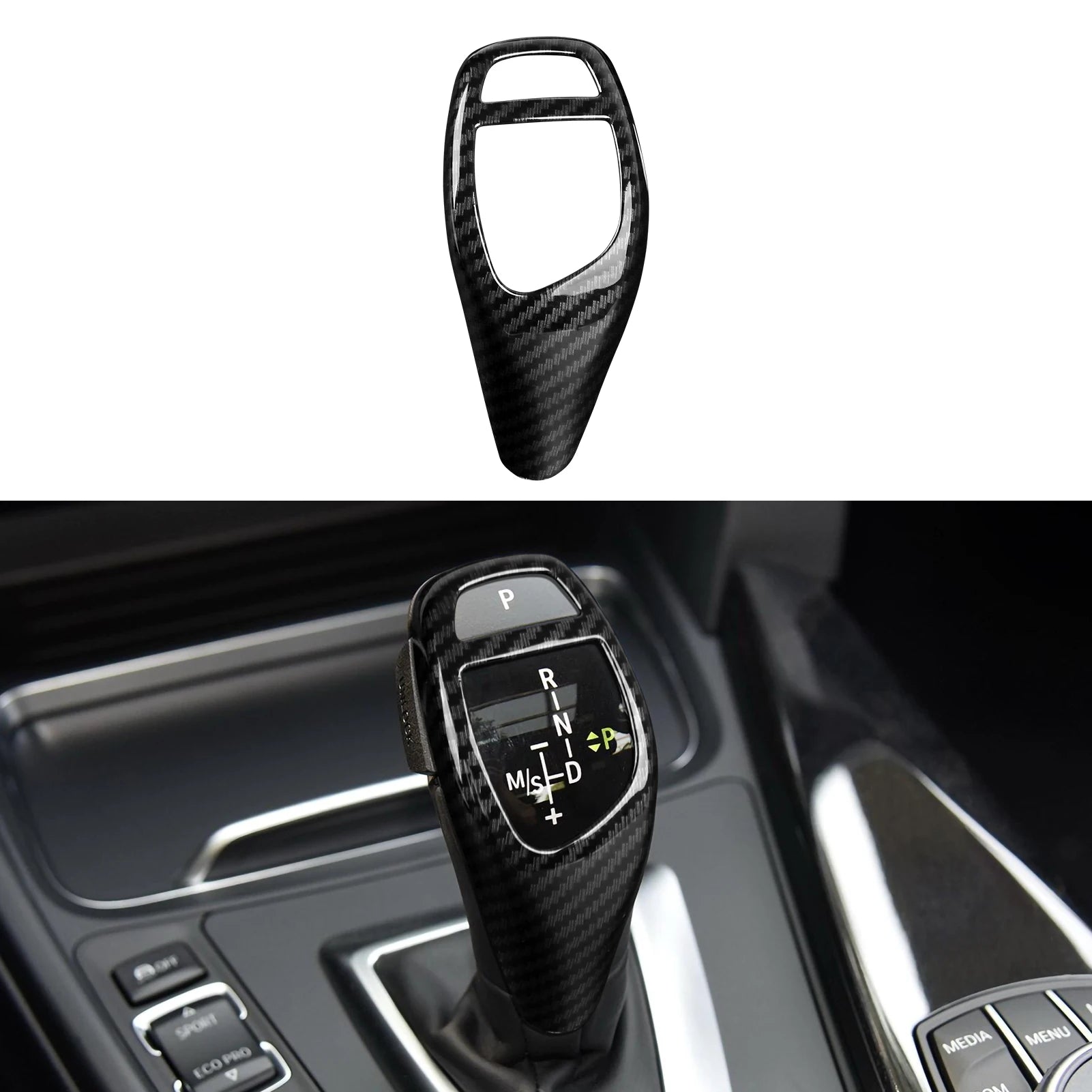 For BMW F30 F31 F34 3GT F32 F33 F36 Center Console Dashboard Gear Shifter Panel Car Trim Accessories, Carbon Fiber ABS Sticker