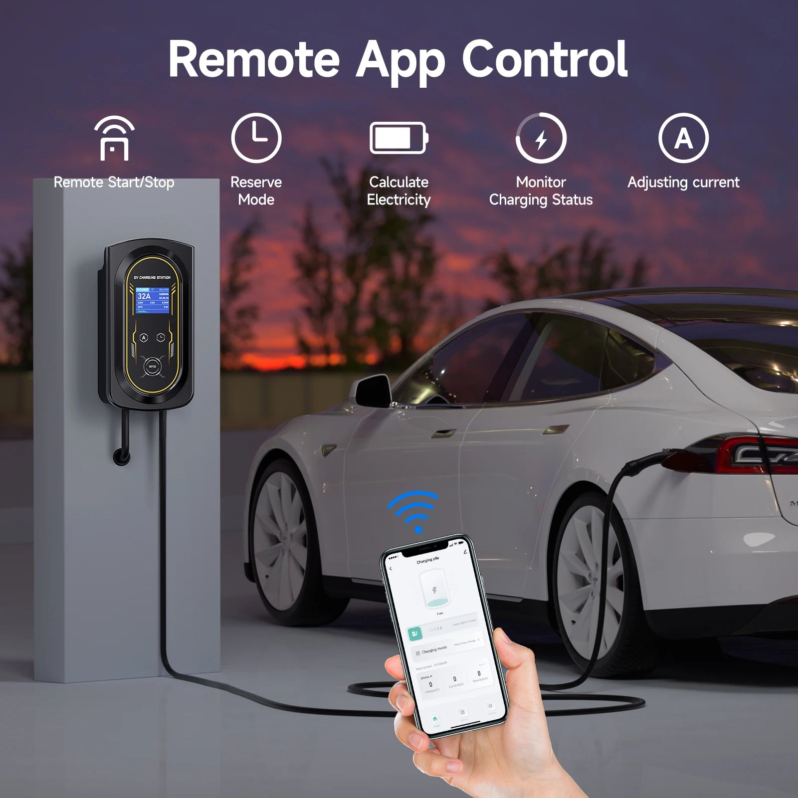AFYEEV 11KW/22KW New Type2 IEC62196-2 16A/32A EV Charging Station 7.6KW Electric Car Wallbox Charger APP Remote Control CEE Plug