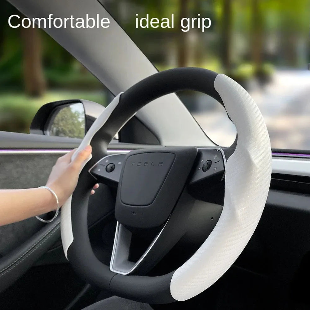 Steering Wheel Cover for Tesla Model Y Juniper 2025 Model 3 Highland Matte White Steering Wheel Trim Kit Protector Accessories