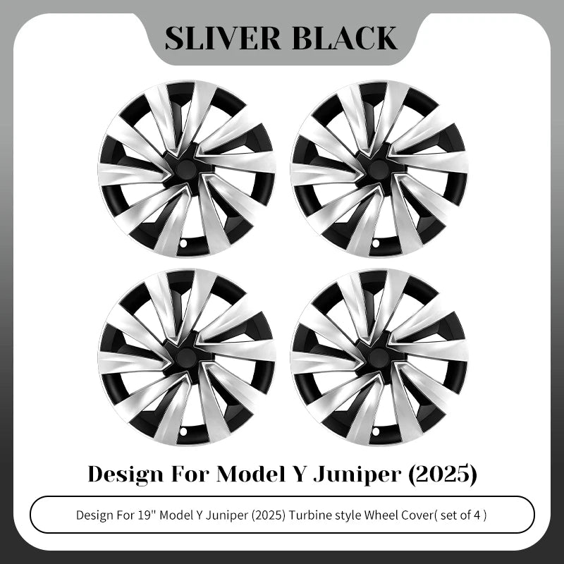 4PCS for New Model Y 2025 Juniper 19in Turbine Style Hubcap Rim Cover Accessories Hub Cap Automobile Wheel Cap for Tesla
