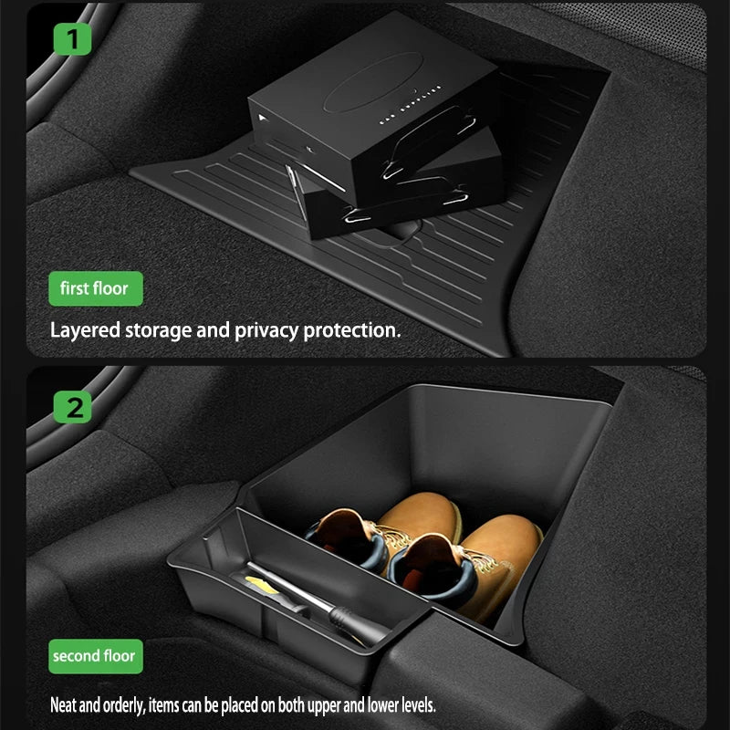 For Tesla Model Y Juniper 2025+ TPE Car Trunk Side Storage Box Cover plate organizer Car trunk side storage box refit Accessorys