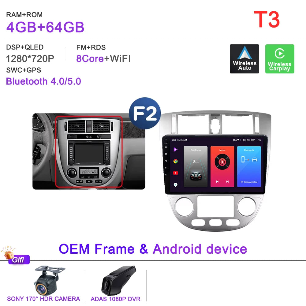 Android 15 For Chevrolet Optra Daewoo Nubiraa Suzuki Forenza Lacetti J200 For Buick Excelle Hrv Car Radio Navigation Screen GPS