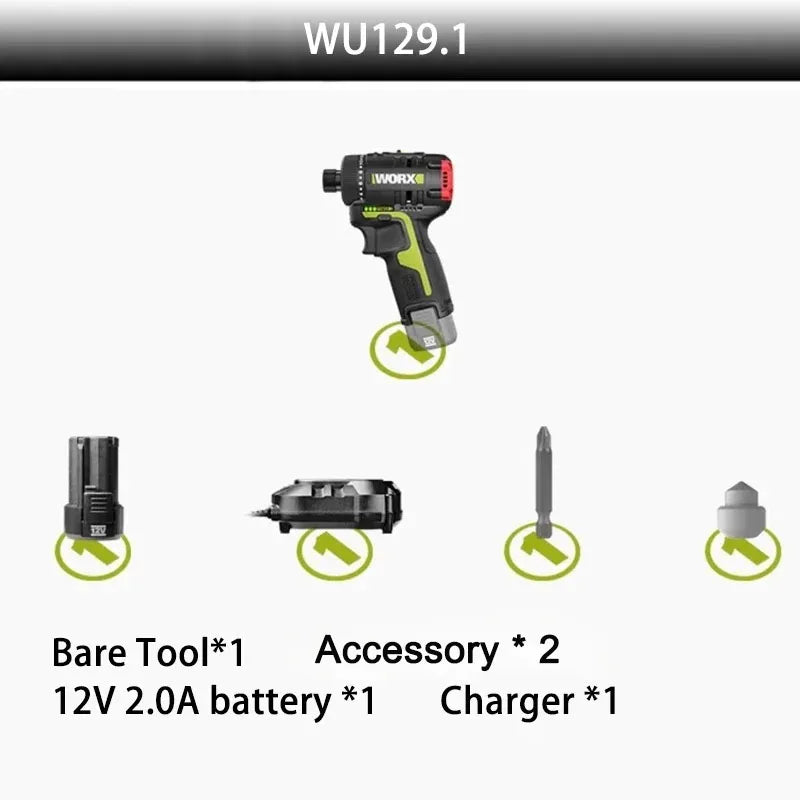 Worx WU129 12V Cordless Screwdriver with 40Nm Brushless Motor