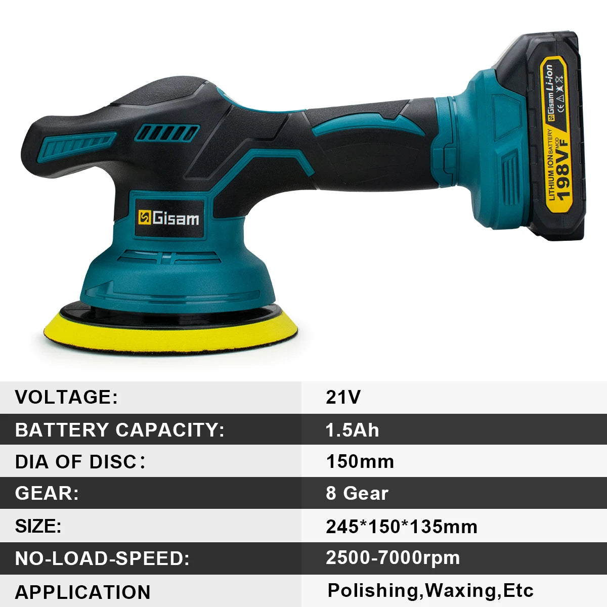 Gisam Cordless Car Polisher 8 Gears Digital Display Electric Polisher Auto Car Polishing Waxing Machine For Makita 18V Battery