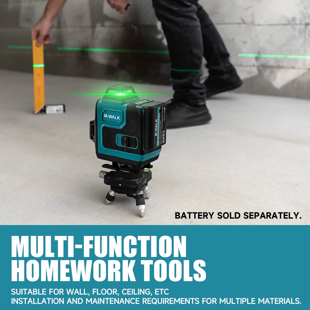 4D Laser Level 16 Lines Horizontal And Vertical With Remote Control Green 360°Self-leveling Laser Levels For Makita Battery Pin