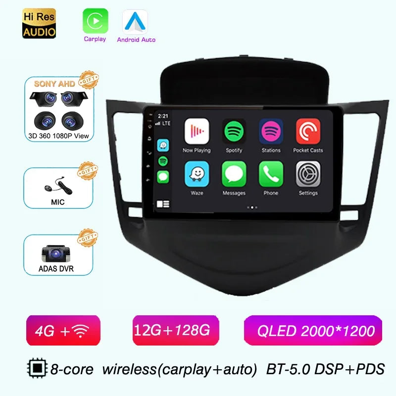 2K QLED 8core Android 15 For Chevrolet Cruze 2008 2009-2014 Car Radio GPS Carplay Auto Multimedia Head Unit DSP Stereo 2 Din