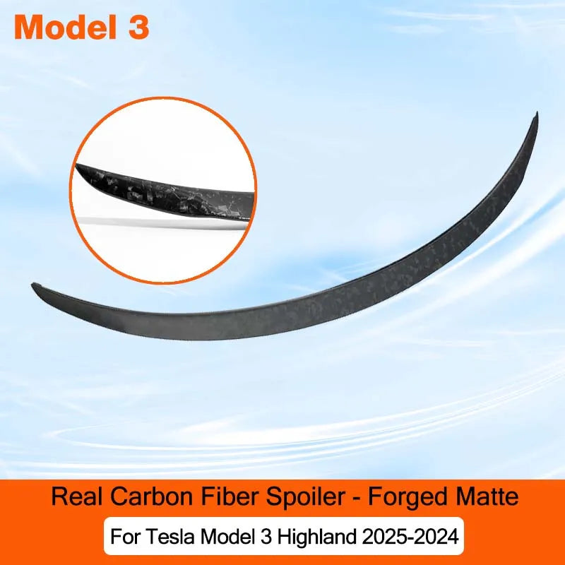 For Tesla Model Y Juniper 2025 Newest 100% Real Carbon Fiber Spoiler High Performance 2024 Model3 Highland Trunk Wings Accessory