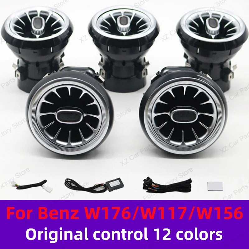 12/64 Colors Ambient Light for Mercedes-Benz A CLA GLA W176 W117 W156 Turbine Air Vent Ambient Light Kit Colors Vents Car Parts