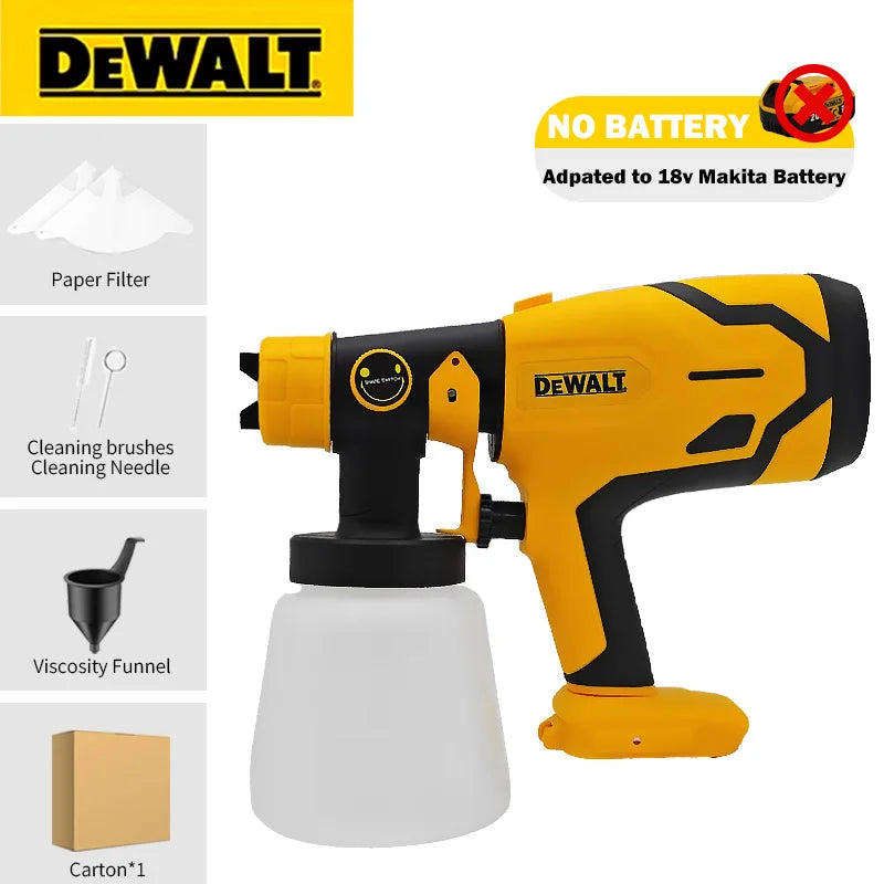 Dewalt Cordless Electric 800ML Spray Gun Portable Paint Sprayer High Power Auto Furniture Coating Airbrush For Dewalt Battery