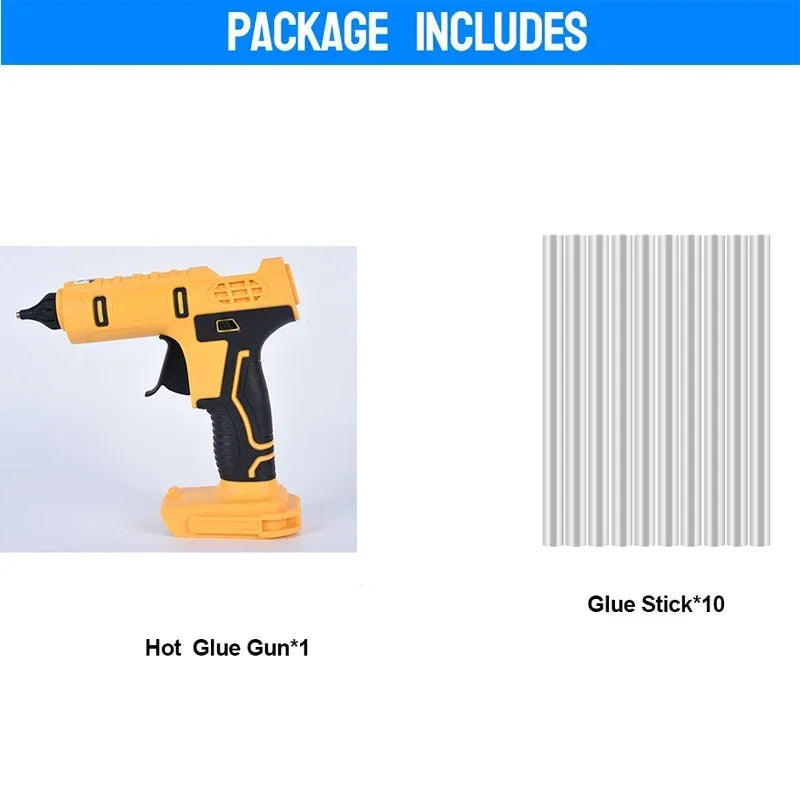 Cordless Electric Handheld Hot Glue Gun Repair DIY Tool Hot Melt Welding Hot Air Gun Anti-scald Nozzle with 10 Sticks for Dewalt