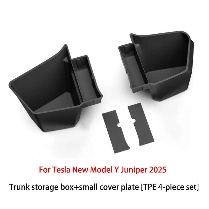 For Tesla Model Y Juniper 2025+ TPE Car Trunk Side Storage Box Cover plate organizer Car trunk side storage box refit Accessorys