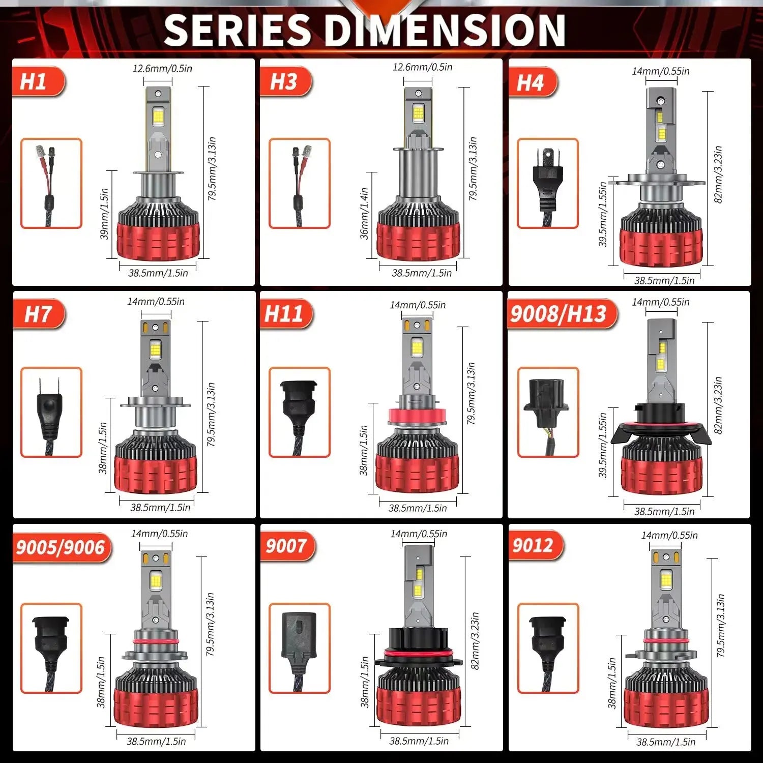 ACTVTCA 3600W 4500000LM H4 H7 LED Headlights 6000K Headlamp H1 Led H11 H8 H3 HB3 9005 HB4 9006 9007 9008 H13 9012 H9 Car Lights