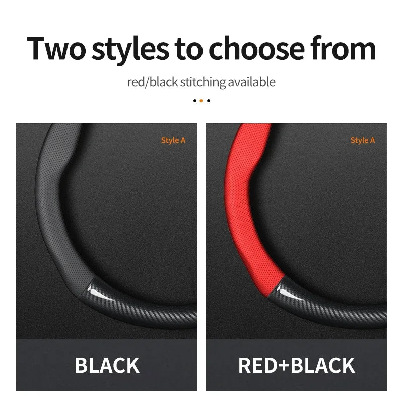 No Smell Thin For Tesla Steering Wheel Cover Genuine Leather Carbon Fiber Fit Model 3 S Y X Roadster