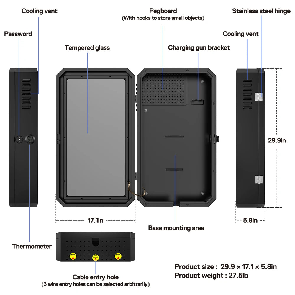 YZ EV Charging Pile Wall Protection Box For Tesla Charger Storage Box Outdoor And Indoor Universal EVS Is Suitable Accessories