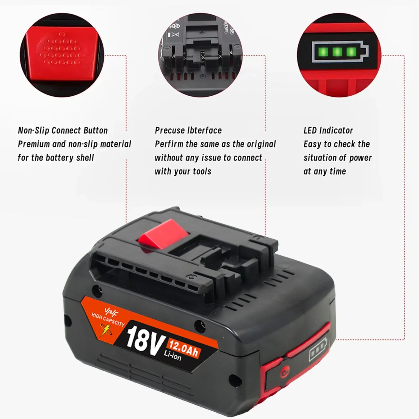 For Bosch 18V Professional System Power Tools BAT609 BAT618  GBA18V80 ProCORE 18V 12.0Ah Replacement Battery, 18650 Li-Ion🌭