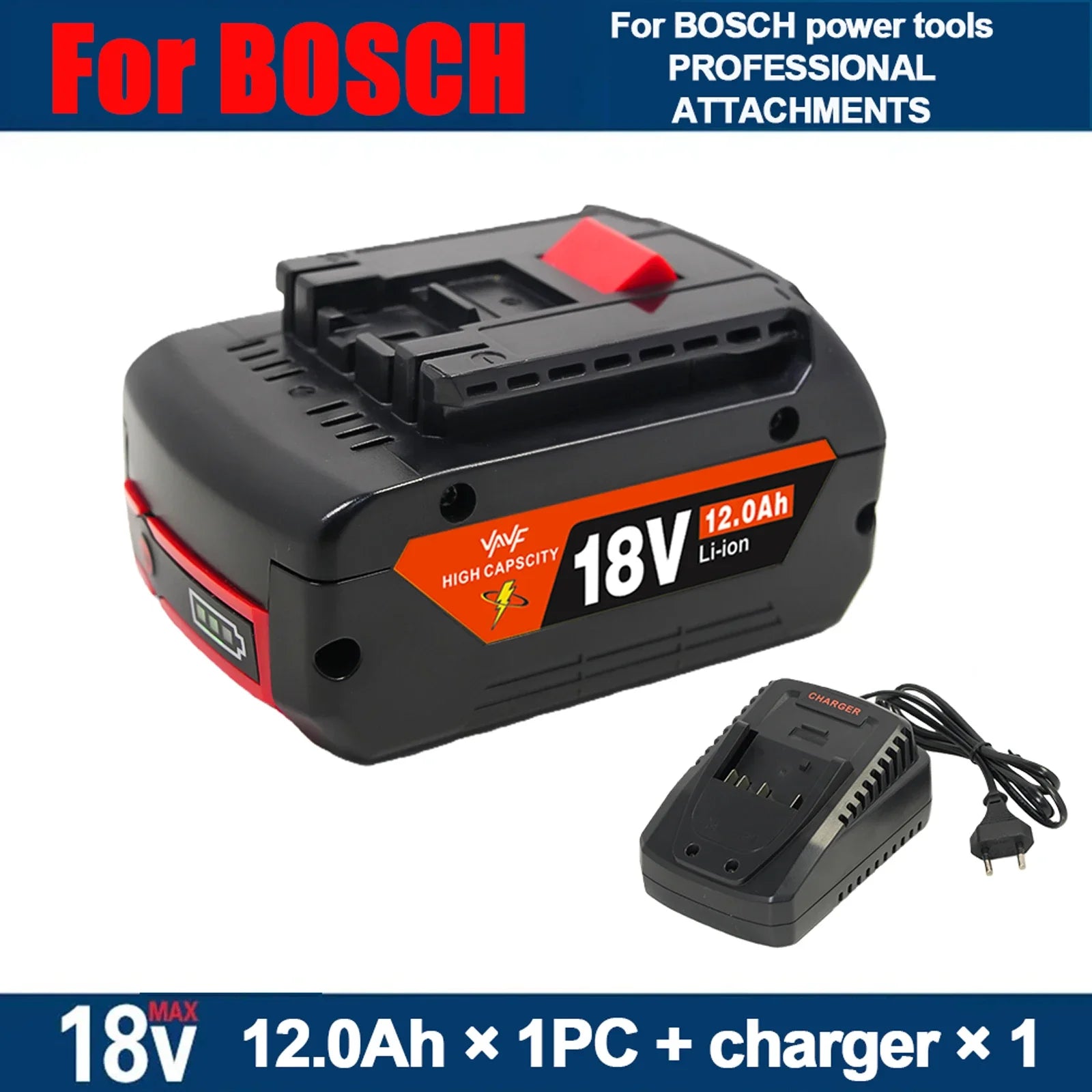 For Bosch 18V Professional System Power Tools BAT609 BAT618  GBA18V80 ProCORE 18V 12.0Ah Replacement Battery, 18650 Li-Ion🌭