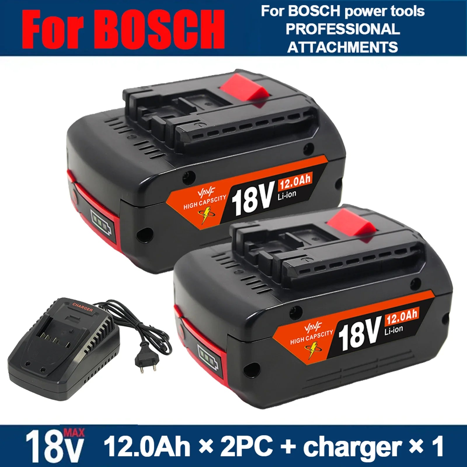 For Bosch 18V Professional System Power Tools BAT609 BAT618  GBA18V80 ProCORE 18V 12.0Ah Replacement Battery, 18650 Li-Ion🌭