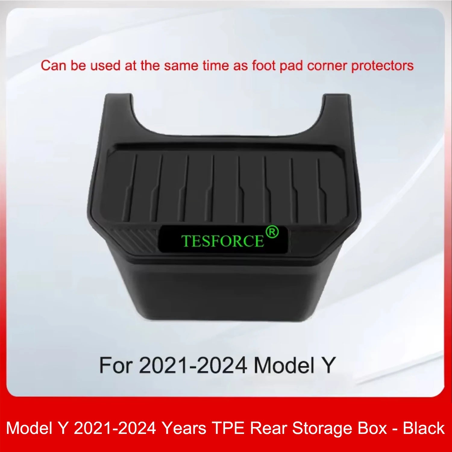 For Tesla Model Y 2021-2025 Rear Center Console Storage Box TPE Organizer Box with Cover Trash Can Under Seat Car Accessories