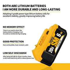 ⚡😊💪Original Battery 20V 6Ah 8Ah MAX FlexVolt for DeWALT DCB606 DCB205 DCB206 DCB209 DCB182 Power Tool with Charger⚡😊💪
